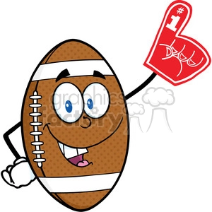 American Football Ball Cartoon Mascot Character With Foam Finger