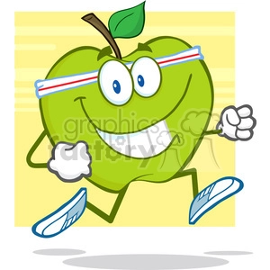 5785 Royalty Free Clip Art Healthy Green Apple Jogging