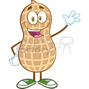 6597 Royalty Free Clip Art Happy Peanut Cartoon Mascot Character Waving For Greeting