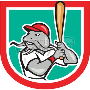 catfish baseball player batting mascot logo