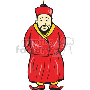 traditional chinese man standing hands behind back