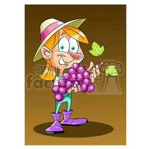 girl holding huge bundle of grapes
