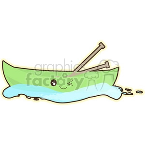 Canoe cartoon character vector clip art image