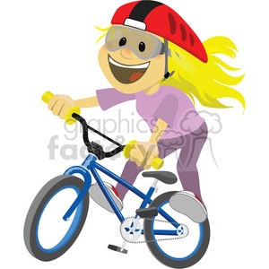 girl riding a bike clip art image