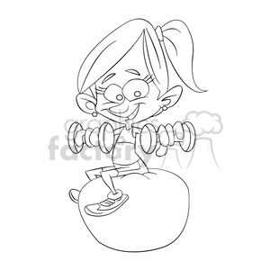 vector fitness instructor cartoon in black and white
