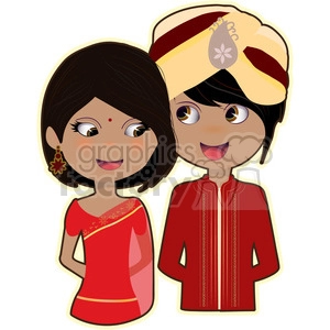 Indian Bride and Groom cartoon character vector image