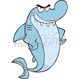 Royalty Free RF Clipart Illustration Angry Shark Cartoon Character