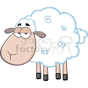 Royalty Free RF Clipart Illustration Cute White Sheep Cartoon Mascot Character