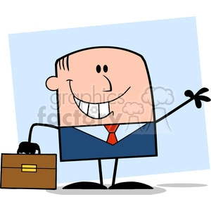 Royalty Free RF Clipart Illustration Smiling Businessman Cartoon Character Waving On Background