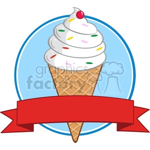Royalty Free RF Clipart Illustration Ice Cream Cone Circle Banner
