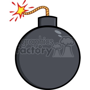 Royalty Free RF Clipart Illustration Cartoon Bomb With Lit Fuse