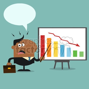8364 Royalty Free RF Clipart Illustration Angry African American Manager Pointing To A Decrease Chart On A Board Flat Style Vector Illustration With Speech Bubble