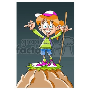 trina the cartoon girl character climbing a mountain