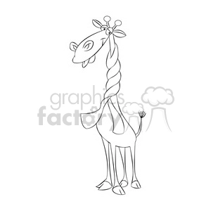 jeffery the cartoon giraffe character wearing a scarf black white