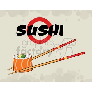 9404 illustration sushi roll with chopsticks vector illustration with text and background