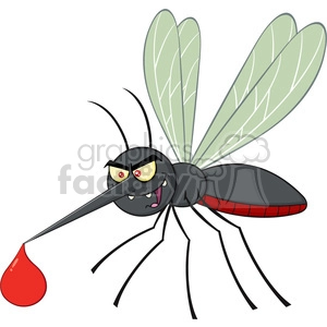 royalty free rf clipart illustration mosquito cartoon character flying with blood drop vector illustration isolated on white