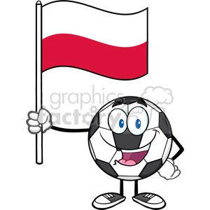 happy soccer ball cartoon mascot character holding a flag of poland vector illustration isolated on white background