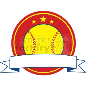 yellow softball logo design label vector illustration isolated on white background