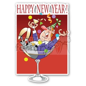 happy new year drunk guy sticker