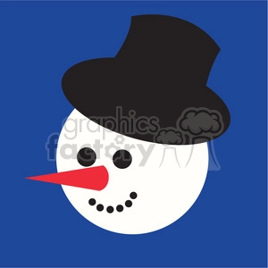 snowman head with top hat on blue square icon