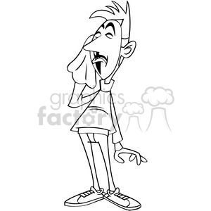 black and white vector clipart image of anonymous person crying