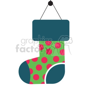 green christmas stocking vector flat design