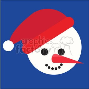 snowman head with santa hat on blue square icon vector art