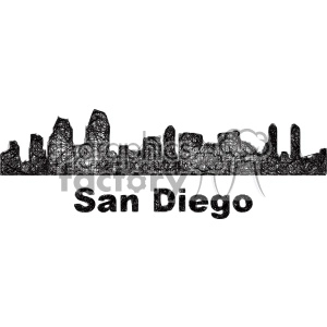black and white city skyline vector clipart USA San Diego