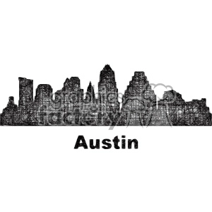 black and white city skyline vector clipart USA Austin