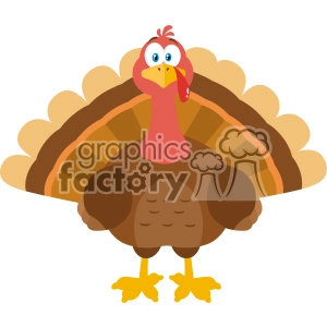 Thanksgiving Turkey Bird Cartoon Mascot Character Vector Flat Design