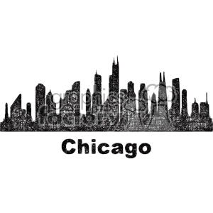 black and white city skyline vector clipart USA Chicago
