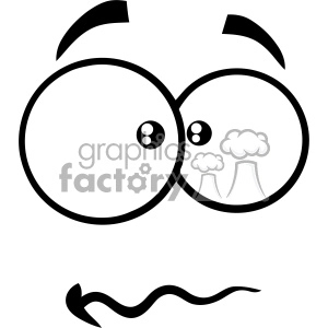 10916 Royalty Free RF Clipart Black And White Nervous Cartoon Funny Face With Panic Expression Vector Illustration