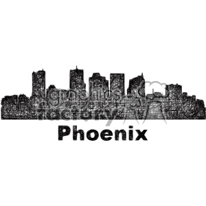black and white city skyline vector clipart USA Phoenix