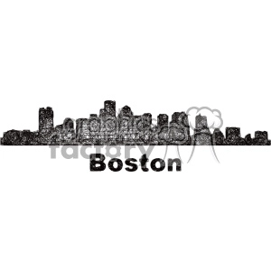 black and white city skyline vector clipart USA Boston