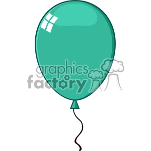 10756 Royalty Free RF Clipart Cartoon Turquoise Balloon Vector Illustration