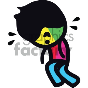 tired sticker character boy