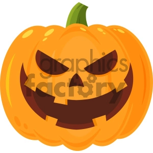 Grinning Evil Halloween Pumpkin Cartoon Emoji Face Character With Expression Vector Illustration Isolated On White Background