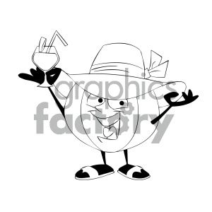 black and white cartoon beach ball character