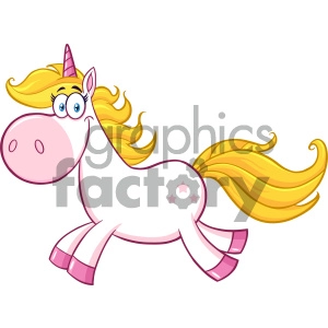 Clipart Illustration Smiling Magic Unicorn Cartoon Mascot Character Running Vector Illustration Isolated On White Background