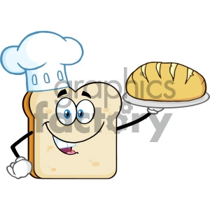 Chef Bread Slice Cartoon Mascot Character Presenting Perfect Bread Vector Illustration Isolated On White Background