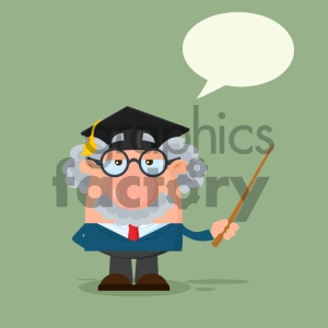 Professor Or Scientist Cartoon Character With Graduate Cap Holding A Pointer Vector Illustration Flat Design Isolated On White Background 1