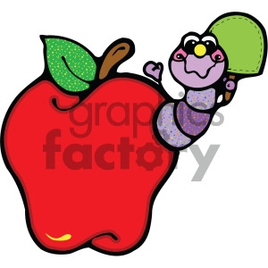 caterpillar coming out of an red apple image