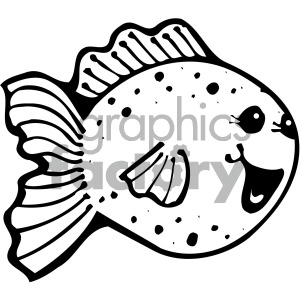 cartoon vector fish 006 bw