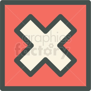 red box x checked box vector icon