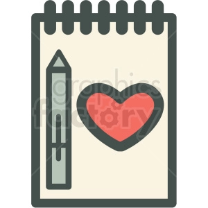 love notepad with pen vector icon image