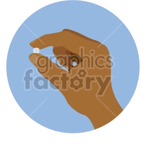 african american hand holding pill blue background