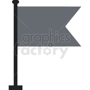 The clipart image displays a flag on a flagpole. The flag is composed of two solid color fields. The main field of the flag is a solid, lighter gray, while a triangle cut out from the fly end is white, creating a contrasting geometric design. The flagpole is black with a simple finial at the top.