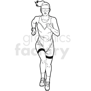 black and white female runner vector clipart