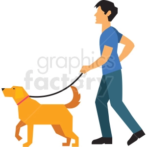 man walking dog vector clipart