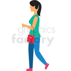 young woman walking vector clipart